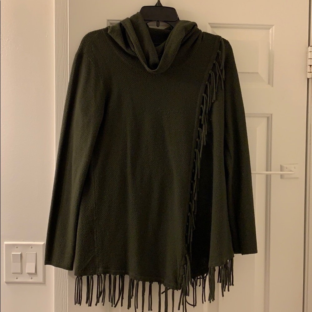 Dark green fringe sweater
